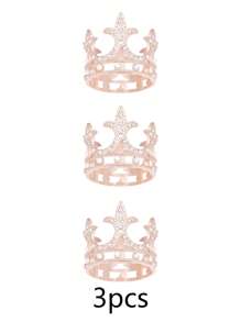 6 pièces Mini couronnes en métal de princesse, décorations de gâteau et fournitures de fête, faveurs et décorations de fête, ensemble avec coiffure festive