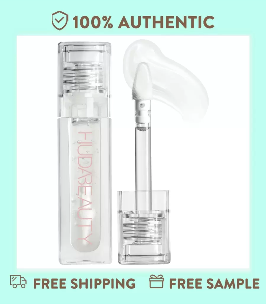 HUDA BEAUTY Lip Gloss Plumper For Fenty Beauty High-Shine Non-Sticky Formula With Vitamin E Lip Filler Effect & Hydrating Gloss 0.13 Oz/3.9 ML-Faux Filler Shiny Non-Sticky Lip Gloss-Size 0.13 Oz / 3.9 ML - Glassy - 查看 1
