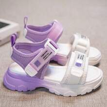 Kids Casual Sports Sandals, Toddlers & Little Kids Hook And Loop Two-Tone Sandals - Purple - View 6