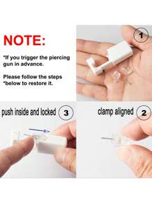 2/4/10 piezas/paquete Pistolas desechables y estériles para perforación nasal autónoma, con tachuela nasal incorporada de acero inoxidable quirúrgico - Blanco - Ver 4