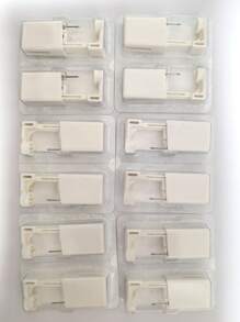 2/4/10 piezas/paquete Pistolas desechables y estériles para perforación nasal autónoma, con tachuela nasal incorporada de acero inoxidable quirúrgico - Blanco - Ver 5