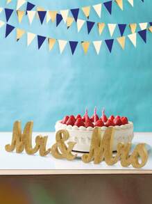 1 件海军蓝金色和米色派对装饰皇家蓝金色三角旗毕业典礼婚礼新娘送礼会航海 Ahoy Achor 主题派对装饰用品，毕业装饰