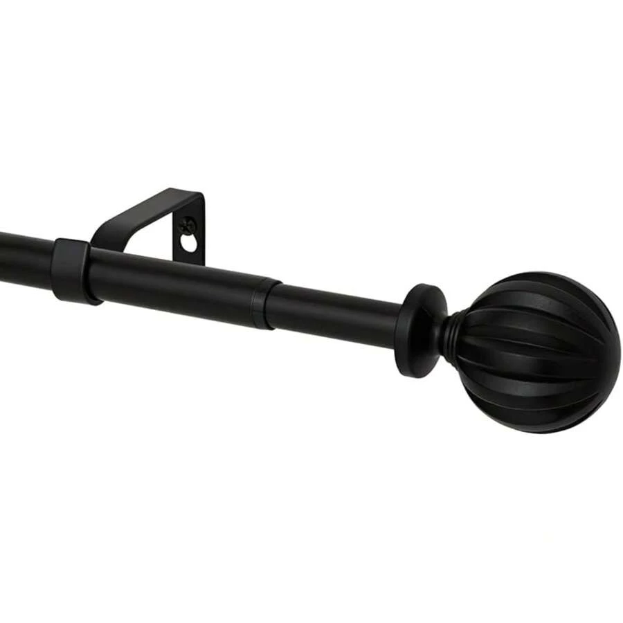 Yafa Home Fashion Adjustable Curtain Rod For Windows, 3/4 Inch Pole Single Curtain Rod With Ball Finials, All Hardware Included. (Black, 30" - 45") - 黑色 - 查看 1