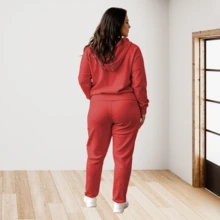 CONJUNTO TALLAS GRANDES PARA DAMA CON SUDADERA SEXY CON CAPUCHA Y PANTALON LX400 - Rojo - Ver 2