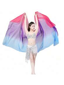 1pc Belly Dance Scarf Chiffon Veil Gradual Dance Scarves Bellydance Hand Thrown Shawls Oriental Dance Performance Props - Multicolor - View 14