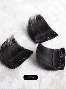 3 件装带发夹的软垫合成天然接发，耐热纤维，隐形轻巧，适合女士（四种颜色可选）