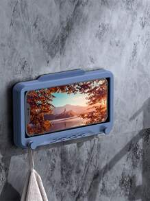 1pc Waterproof Anti-Fog Bathroom Phone Holder, Rotating/Fixed No-Drill Wall-Mount Phone Stand For Shower Video, Fit For Phones 6.5 Inches Or Less, Touch Screen Compatible Bathroom Decor Fall Decor Bathroom Accessories Bathroom Organizer Back To School