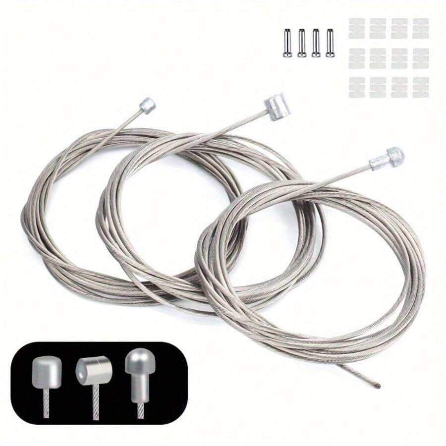 4 Packs Premium Bicycle Shift Cable Set - Universal 2m/78.7in Stainless Steel Wire With Housing And Smooth Shifting Performance - Compatible With Shimano SRAM Systems For Mountain And Road Bikes - Silver - View 1