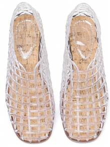 Clear Hollow Out Ballerina Shoes Ballet Flats For Women Back To School Summer Beach Slip-On Round Toe Outdoor Shoes - 白色 - 查看 4