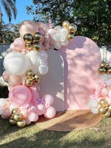 Bộ 115 bóng bay cao su màu kem và nâu ca cao cổ điển dùng trang trí sinh nhật, tiệc cô dâu, đám cưới, tiệc tùng - Hồng - Xem 3