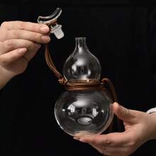 1 pezzo Brocca per vino in vetro vintage a forma di zucca, tazza per vino in pregiato vetro borosilicato con intagli, set da alcolici di stile cinese
