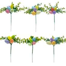 Palillos artificiales para huevos de Pascua, palitos pastel para huevos de Pascua, ramas con hojas verdes para el hogar. - Verde claro - Ver 1