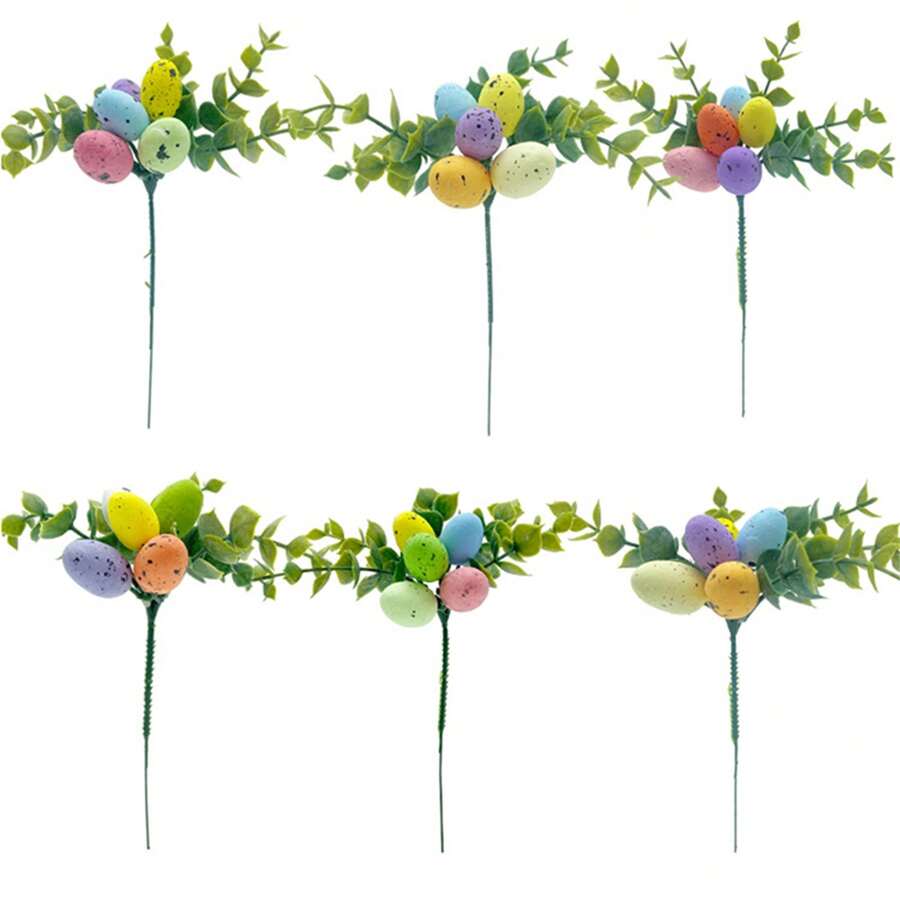 Palillos artificiales para huevos de Pascua, palitos pastel para huevos de Pascua, ramas con hojas verdes para el hogar. - Verde claro - Ver 1