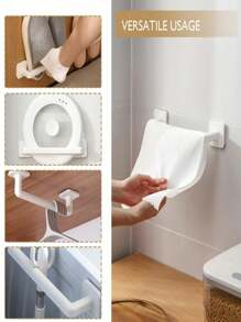 1pc,Self-Adhesive Towel Rack, Slipper Rack, Hand Towel Hook And Short Plastic Wall Mounted Shelving For Kitchen, Bathroom And Laundry - Multicolor - View 5