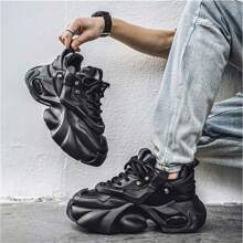 Men's Stylish White Sneakers - 2025 New Breathable, Cushioned For Comfort, Versatile For Business & Outdoor Activities - Black - View 2