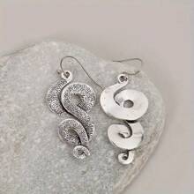 1 Pair Exaggerated Vintage Spiral Design Ladies Earrings - Antique Silver - View 2