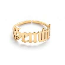 1 pieza Anillo chapado en oro de acero inoxidable para mujer con doce constelaciones, de moda y sencillo, apropiado para el uso diario de joyas de mujer