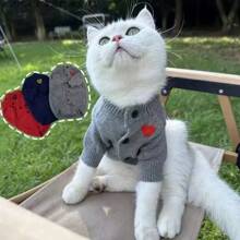 1PC Pet Clothing Spring And Autumn Dog Warm Hoodie Love Sweater Suitable For Small And Medium Sized Dogs Cat Pet