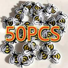 12 件白色大黄蜂刺绣熨烫补丁，适用于 DIY 缝纫和工艺品