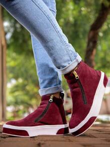 GuGi Women Fashion Boots - Màu Đỏ Sâu - Xem 2