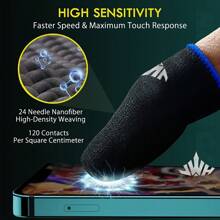 4 件徽标设计，透气 - 防汗 - 防滑碳纤维指套，超薄游戏指套，银纤维游戏配件，适用于手机 - 彩色 - 查看 6