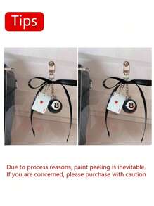 Y2k Black Six Sided Dice Billiards Rhinestone Star Playing Cards Pendant, Bag Decoration, Black Bow Ribbon Decoration Keyrings Bag Pendant,Spade And Peach Card Decorative Pendant,Kawaii Faux Pearl Bowknot Bag Charm Keychain, Ins Style Heart Pendant Keyring Keychain,A Gift Suitable For Billiards And Card Enthusiasts, Friendship & Couples Gift, Bag Accessories,Novelty Gift For Family And Friends,﻿Mother's Day Gift - Multicolor - View 11