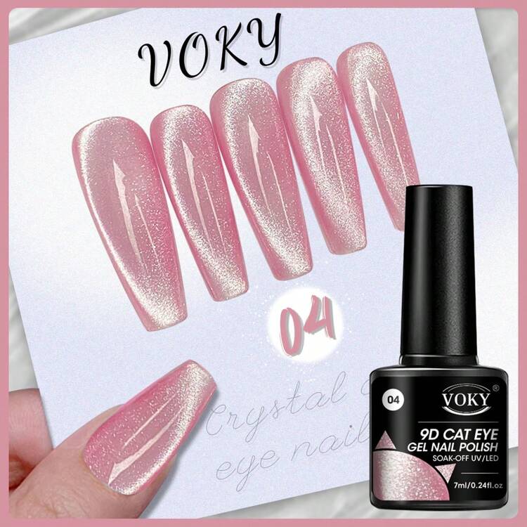 6pcs/Set Crystal Cat Eye Magnetic Gel Set, Polished And UV Gel Enamel, Poly Gel, Beautiful Crystal Cat Eye Nail Polish Gel Nails - Multicolor - View 4