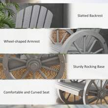 Outsunny Wooden Adirondack Rocking Chair Reclining Armchair Outdoor Garden Furniture Patio Porch Rocker - Grey - View 6