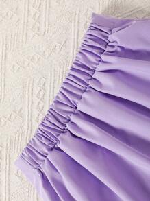 3 件套女童春夏时尚套装：长袖连帽斗篷、字母印花吊带背心和百褶裙，最佳春季返校礼物 - 紫色 - 查看 8