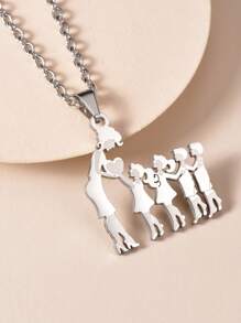 1 chiếc vòng cổ mặt dây chuyền hoạt hình bằng thép không gỉ thời trang, vòng cổ thanh lịch cho phụ nữ, quà tặng cho Ngày của Mẹ, Ngày Lễ Tạ ơn, trang phục hàng ngày - Bạc - Xem 10