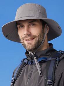 男士防水太阳帽宽边可折叠户外网眼钓鱼渔夫帽 UPF 50+ 防紫外线钓鱼徒步海滩花园 - 彩色 - 查看 2