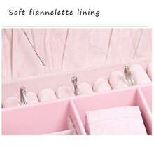 Boîte à bijoux en PU à 2 couches, boîte à bijoux portable minimaliste et haut de gamme pour les filles, avec miroir, pour les colliers, boucles d'oreilles, bagues, accessoires cheveux, bracelets de cheville, montres, festival des filles, Saint-Valentin, Noël cadeau - Boîte à bijoux 2 étages pour filles - Voir 4