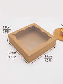 3 pièces/6 pièces Boîtes d'emballage blanches et brunes pour boulangerie, gâteaux, pâtisseries, desserts - Blanc - Voir 9