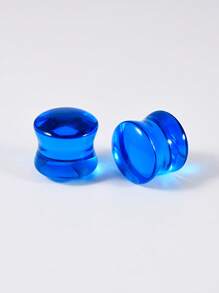 1Pair Transparent Blue Glass Solid Ear Plug No Thread Ear Expander Strencher Ear Gauges Tunnel Body Piercing Jewelry For Male&Female Daily Wearing 6-30mm - Blue - View 17