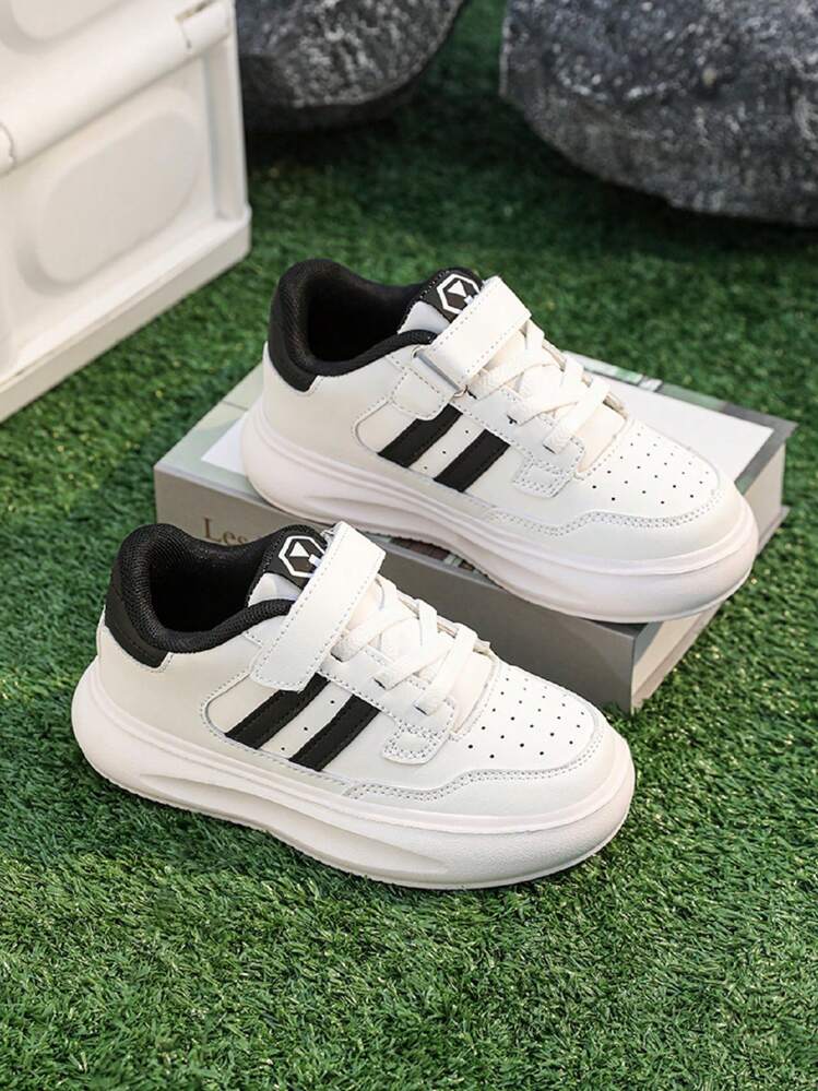 男女童通用小白鞋小学生运动鞋学生运动休闲鞋户外活动用白色运动鞋防滑跑步鞋 - 白色 - 查看 4