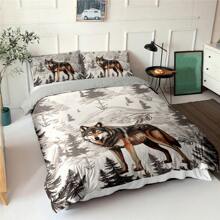 Bộ chăn ga gối thời trang 3 món, Bộ chăn ga gối in họa tiết nghệ thuật Wolf & Forest Totem, Bộ chăn ga gối mềm mại và thoải mái cho phòng ngủ và phòng khách (1*Chăn ga gối + 2*Vỏ gối, Không có lõi) - Nhiều màu - Xem 6