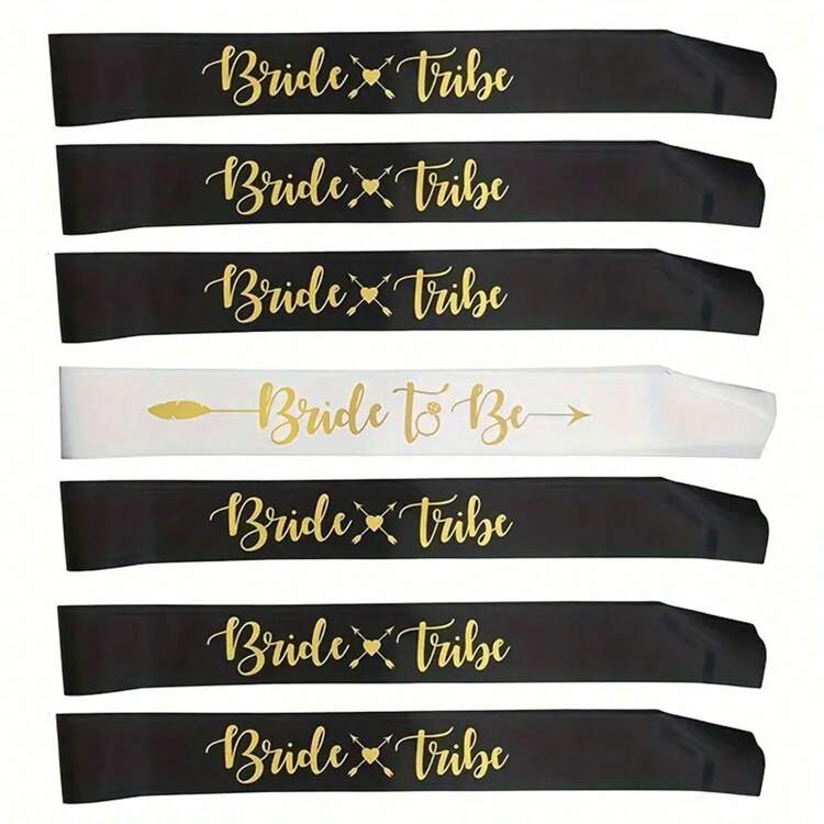7/14pcs Bride To Be Gift Set, Polyester Bride Tribe Sashes With Heart Glasses, Bridal Shower & Wedding Party Supplies, Bridesmaid Appreciation Present - Multicolor - View 13