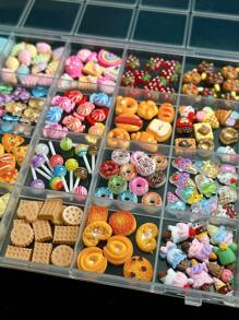 1box Random Mixed ABS Simulation Food Play Cute Cookie Nail Charms Y2K Bread Cake Fruit Chocolate Cookie Ice Cream Coffee Candy Nail Art Decorations Accessories DIY - 彩色 - 查看 4