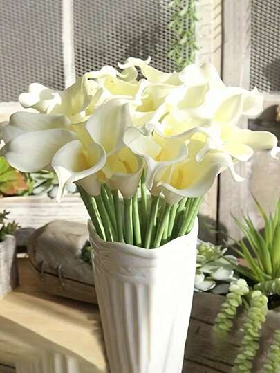 20pcs Artificial Calla Lily Flowers For Home Decoration, Suitable For Home Decor, Wedding, Photography Props