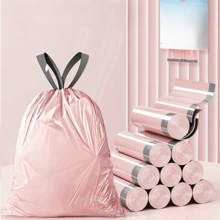 16/32/48 piezas Bolsas de basura con doble capa reforzada, con cordón para uso doméstico, bolsas de plástico para cocina extra gruesas, bolsas de basura para dormitorios de estudiantes