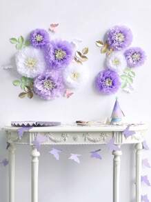 23 件/套纸绒球花朵蓬松套件，纸巾菊花配蝴蝶和橄榄叶套件适用于婚礼、生日派对、新娘送礼会、单身派对房间墙壁背景装饰派对和活动装饰绒球