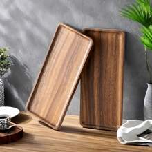 2pcs Elegant Wooden Serving Tray, Breakfast Tray, Wooden Tray, Acacia Wooden Tray, Multifunctional Snack Tray, Cake Tray, Bread Tray, Perfect For Coffee Table Desserts, Cakes& Snacks Ideal For Restaurants & Kitchens, Multi-Purpose, Bathroom Accessories, All Seasons