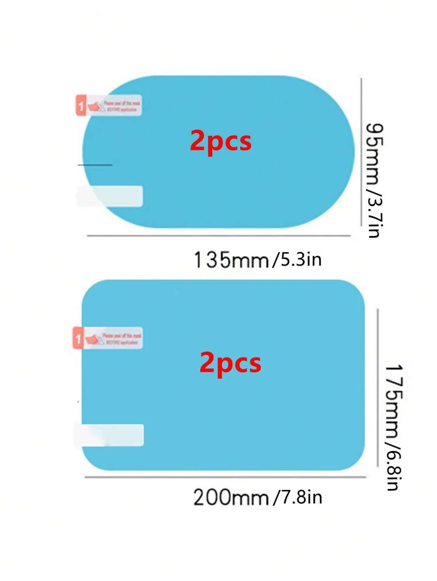 4pcs/Set 2pcs Car Rearview Mirror+2 Side Windows Rainproof Film Rearview Mirror Rainproof Tape - Clear - View 1