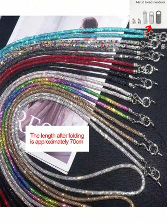 Luxury Crystal Beaded Detachable Shoulder Strap, Fashion Handbag Chain Crossbody Strap For Women, Rhinestone Embellished High-End (Random Clasp Style) Gifts For Mother, Family, Friends, Birthday, Holiday Phone Charm, Phone Chain