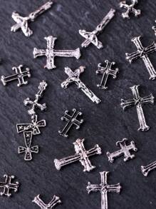 网红新款日系美甲饰品朋克风复古金属暗黑金属美甲饰品指甲装饰材料DIY合金配件 - 銀色 - 查看 10