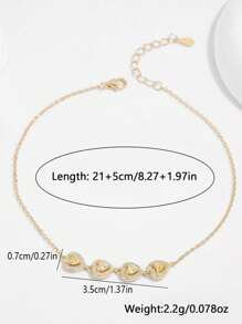 1pc 925 Silver Cute & Fashionable Goldtone Bling Bling Heart Shape Zirconia Pendant Anklet, Suitable For Women Wearing On Dates, Vacation And Daily Occasions - Yellow Gold - View 4