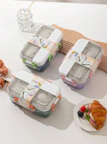 2025 New Cross-Border Plastic Bento Box, Student Cafeteria Compartment Lunch Box Microwave Safe Adult Office Lunch Container - Multicolor - View 3