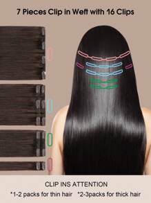 Yilite Hair Extensions Clip Ins 14-20 Inch 7pcs #2 Darkest Brown Clip In Hair Extensions Human Hair Straight Clip In Hair Extensions Real Human Hair Double Weft (14-20 Inches #2 Darkest Brown) - S2 - View 6