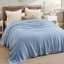 % Cotton Twin XL Size Bed Blanket - Breathable, Lightweight, Soft Cozy Herringbone Woven Summer Blanket College Dorm, White, 66x90 Inches - 05 - 阿什利.布魯 - 查看 2