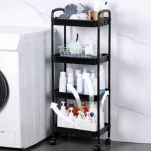 3/4 Layer Rolling Storage Organizer Cart With Wheels, Easy To Assemble, Suitable For Bathroom, Kitchen, Office, Snack Utility Trolley - White - View 3